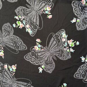 Black Chiffon Fabric with Lace Butterflies JoAnn  Almost 4 yards 58" wide